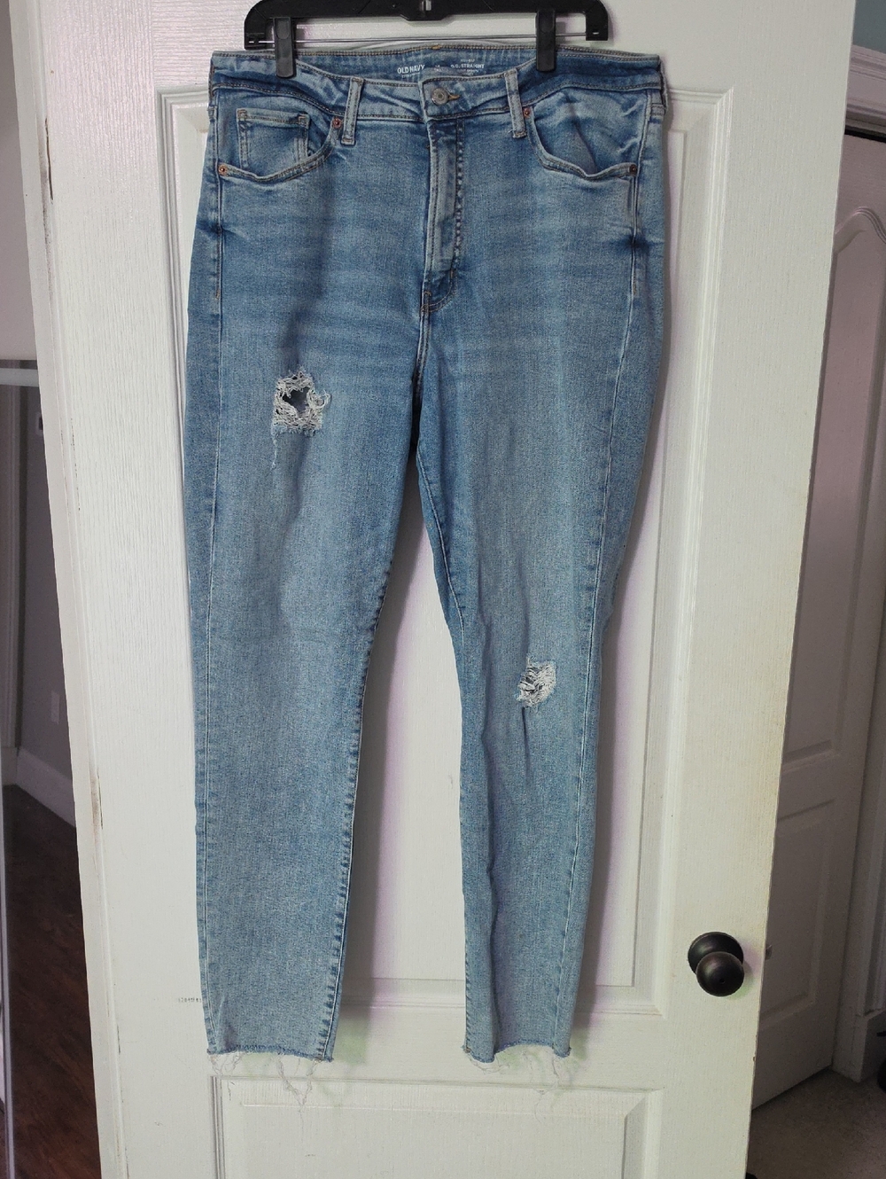 Old Navy Light Wash Distressed OG Straight Jeans